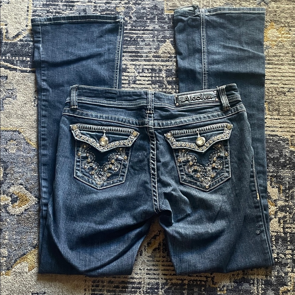 L.A. idol Women's Dark Blue Embellished Boot Cut Jeans